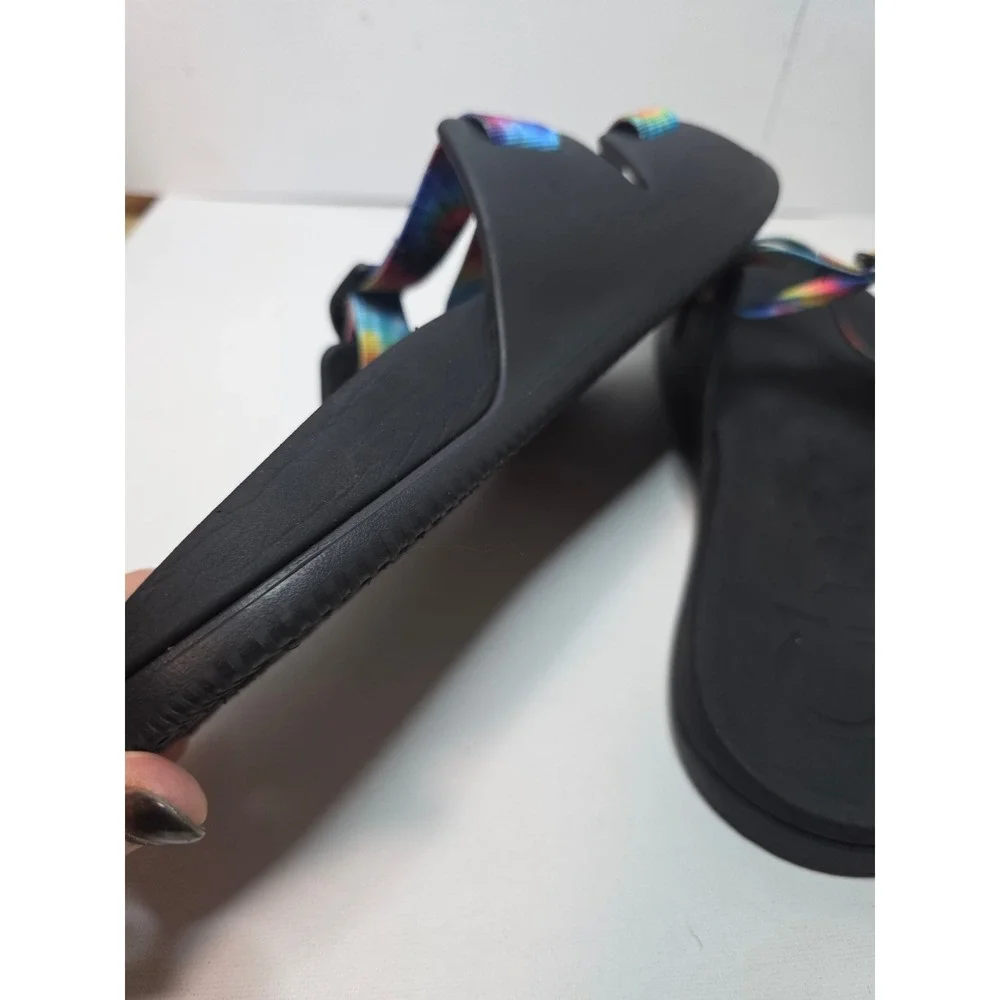 Chaco Chillos Slide M's 14 Sandals Black TieDye AdjustableStrap LUVSEAT‎ Footbed